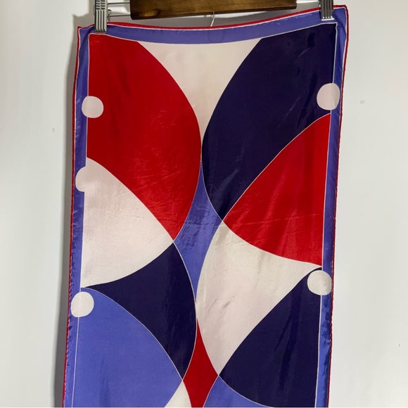 Vena Rectangular Red, Purple, White & Black Geometric Color Block Scarf - Picture 10 of 16